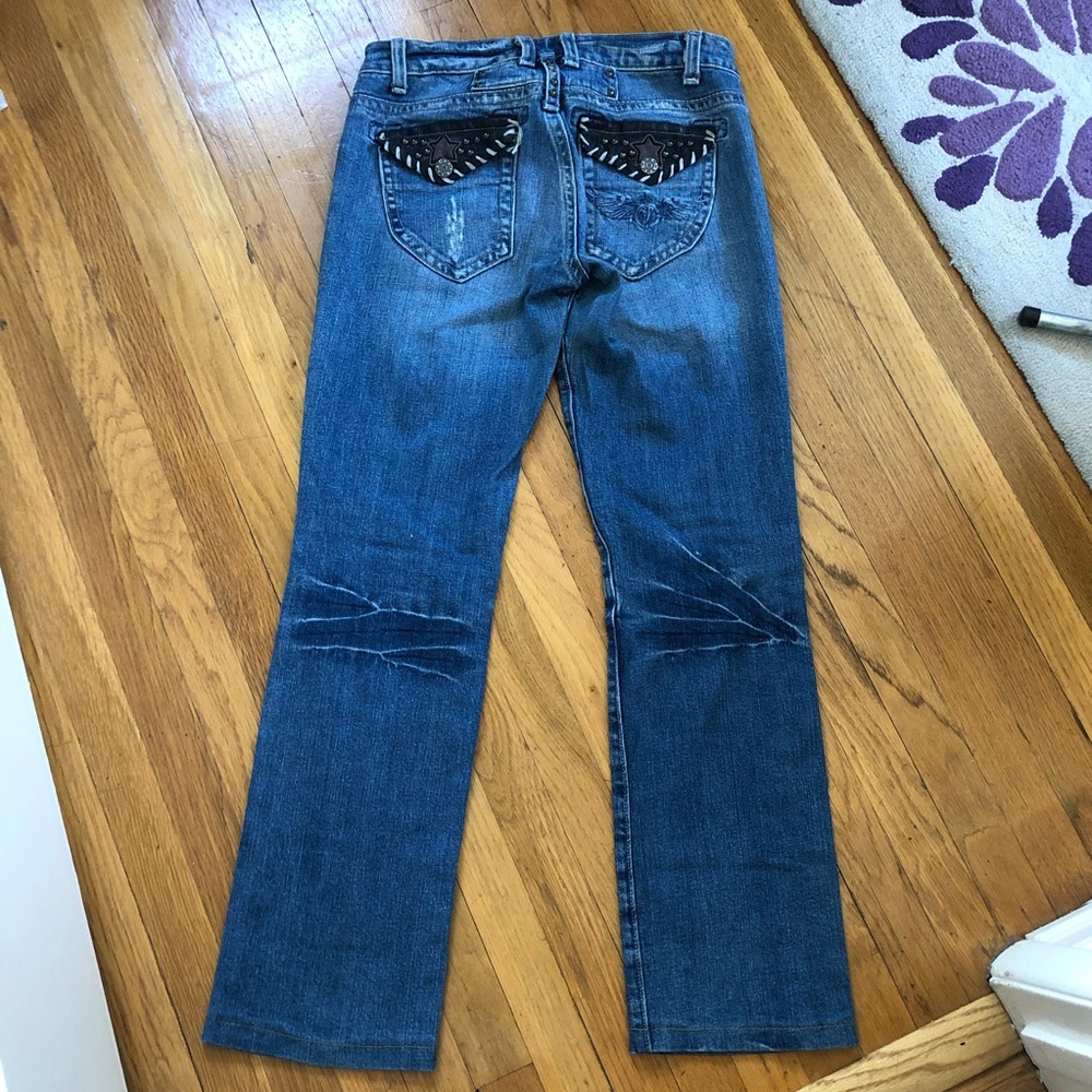 Vigors jeans with leather detail back pockets